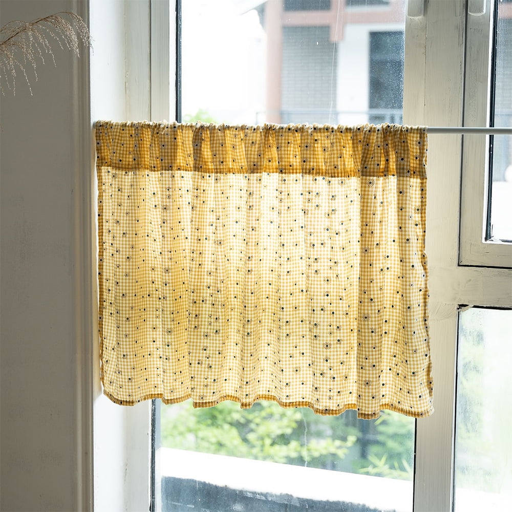 Ritualay Single Curtain Panel Slot Top Daisy Kitchen Curtain Scarf