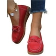 thumbnail image 1 of Ritualay Women Boat Shoes Slip On Flats Driving Loafers Classic Wedge Heel Wedges Womens Ladies Comfort Moccasin Red 8, 1 of 8