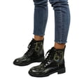 thumbnail image 1 of Ritualay Women Leather Boot Vintage Ankle Boots Floral Short Bootie Non Slip Fashion Booties Outdoor Work Lace Up Moon 7.5, 1 of 2