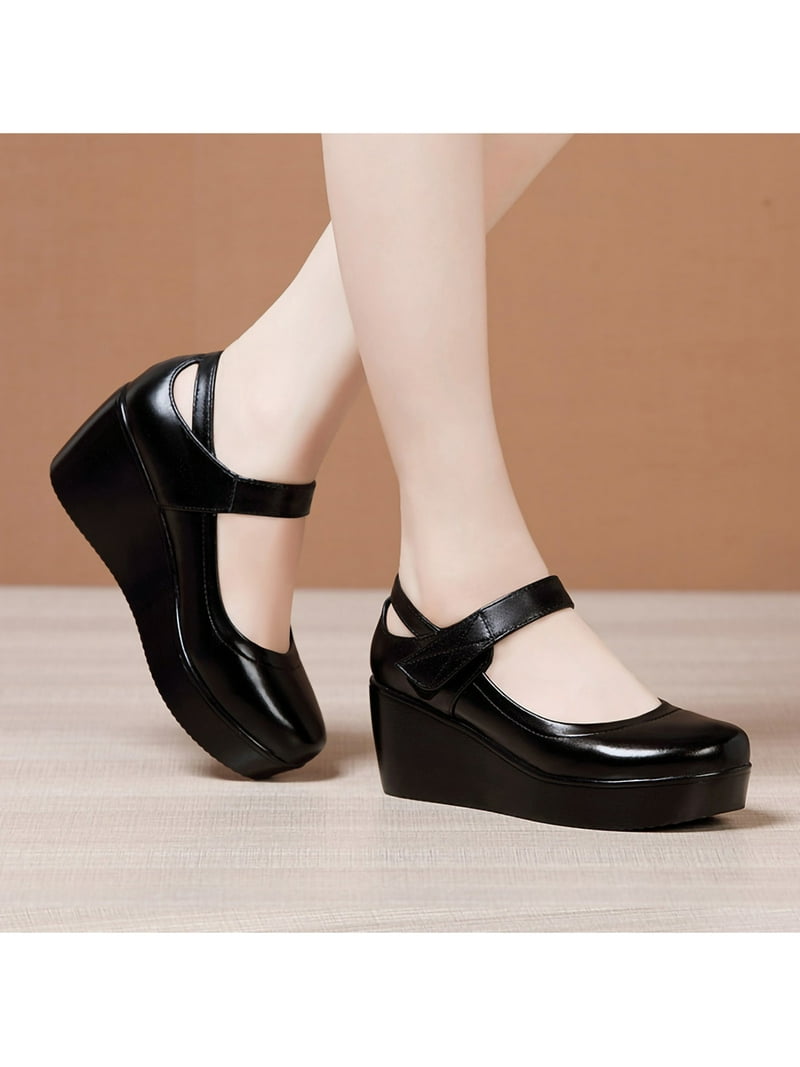 Ritualay Women Mary Jane Ankle Strap Pumps Wedge Casual Shoes