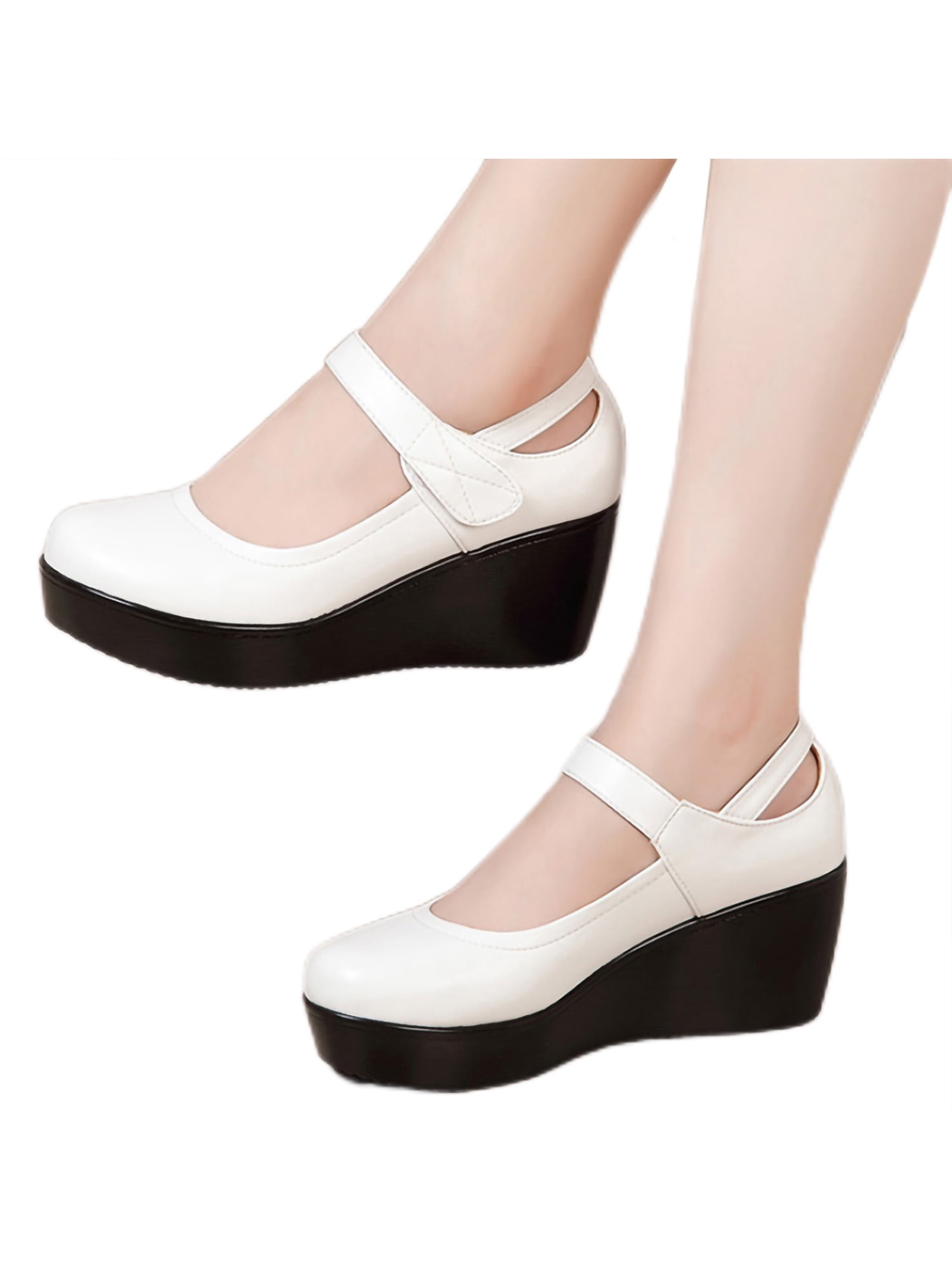 Ritualay Women Mary Jane Ankle Strap Pumps Wedge Casual Shoes Comfort ...
