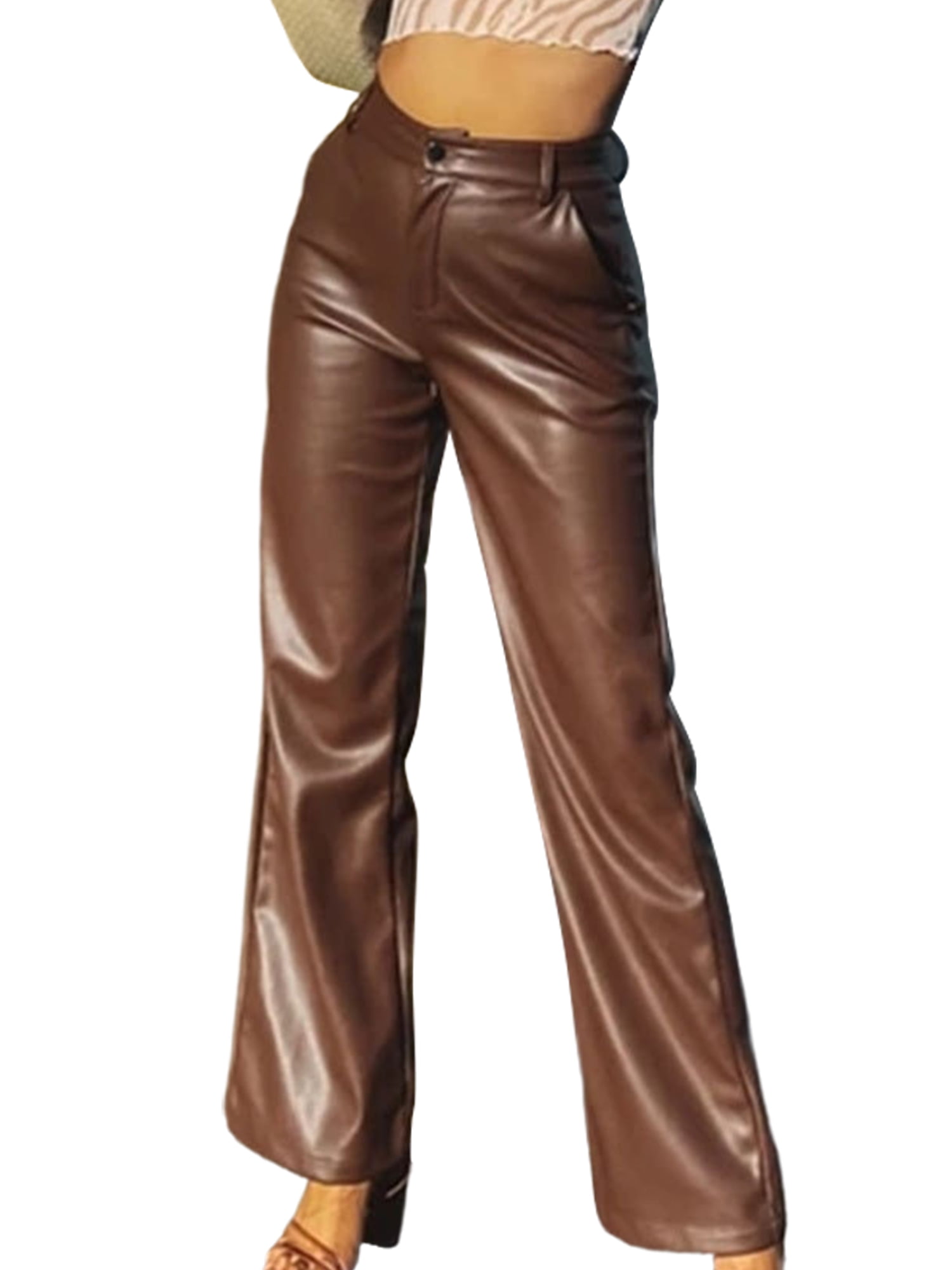 Ladies pu trousers cheap