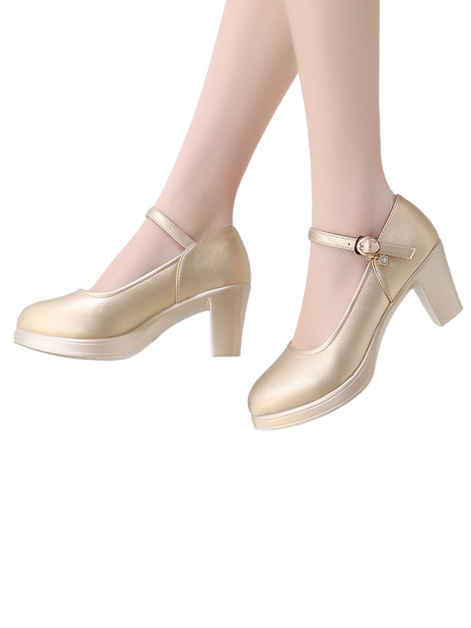 Wholesale Gold Roman Style Women Shoes Platform Chunky Heels Mary