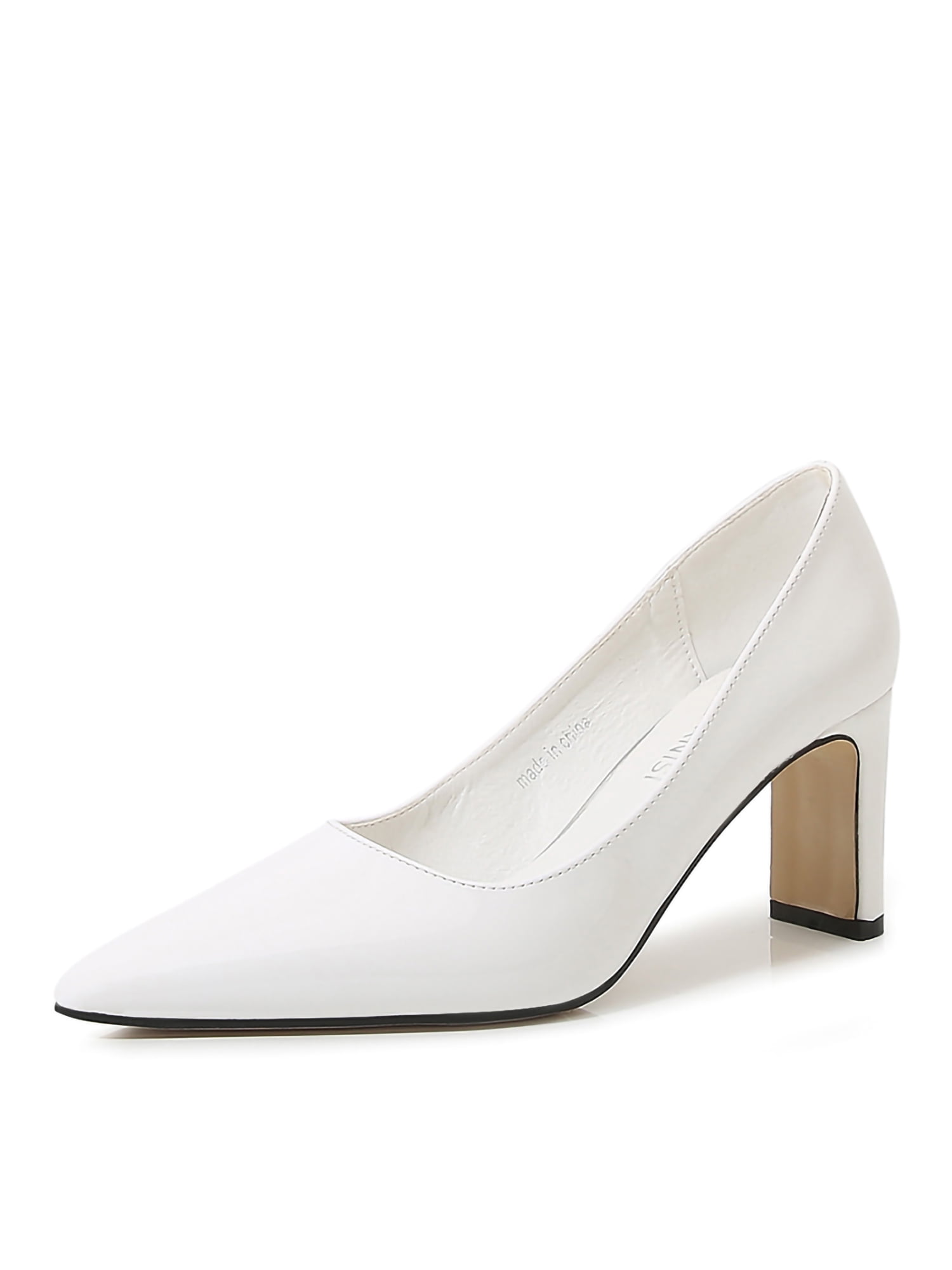 Women's Solid Color Block Heels Elegant Point Toe Work Shoes - Temu
