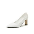 thumbnail image 1 of Ritualay Womens Comfort Chunky High Heels Work Pointed Toe Pumps Casual Lightweight Dress Shoes White 7.5, 1 of 8