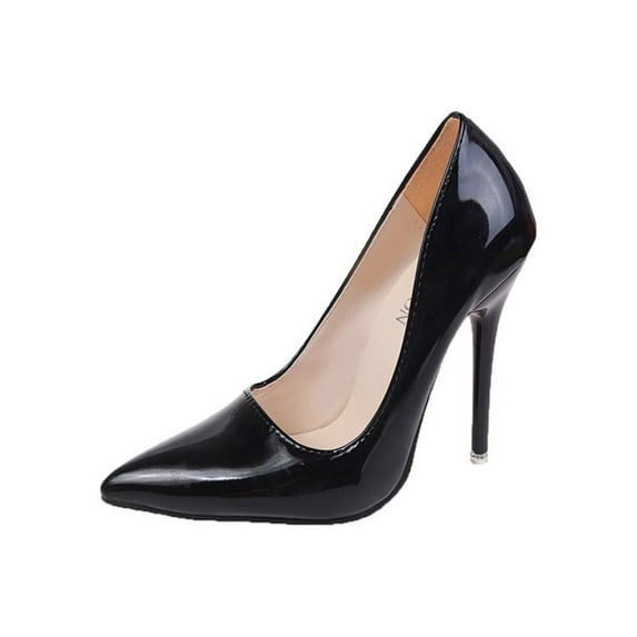 Ritualay Womens Dress Shoes Heels and Pumps Ladies Anti-Slip Slip On Dress Shoes Stiletto Heels Casual Glossy High Heel Pumps Party Lightweight Dress Pumps Heels Black 8