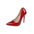 thumbnail image 1 of Ritualay Womens Dress Shoes Heels and Pumps Ladies Anti-Slip Slip On Dress Shoes Stiletto Heels Casual Glossy High Heel Pumps Party Lightweight Dress Pumps Heels Red 7, 1 of 9