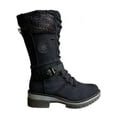 thumbnail image 1 of Ritualay Womens Fashion Riding Boot Non-slip Round Toe Mid-Calf Boots Hiking Outdoor Platform Winter Shoes Black 7, 1 of 2