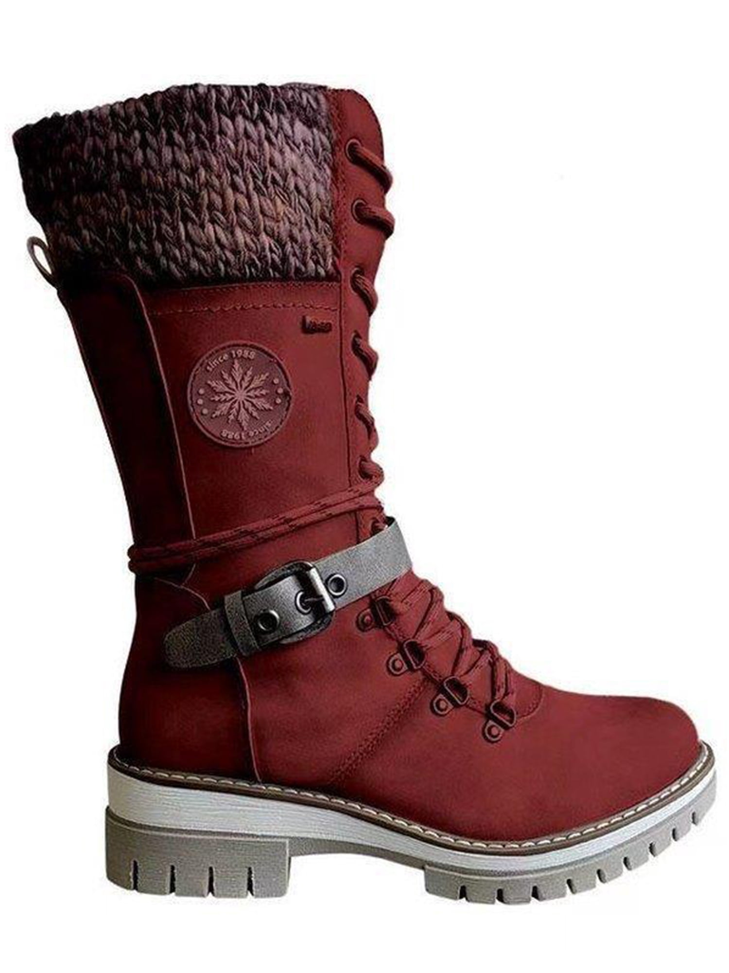 Ritualay Womens Fashion Riding Boot Non-slip Round Toe Mid-Calf Boots ...