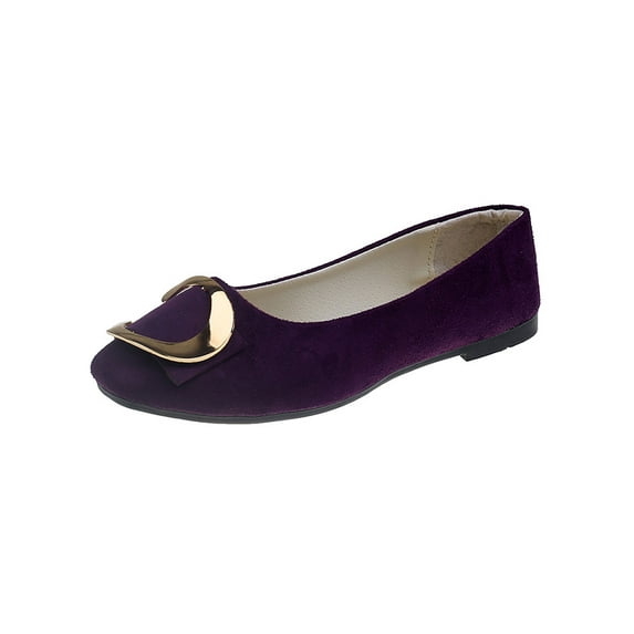 Ritualay Womens Flats Comfort Flat Shoes Square Toe Casual Shoe Lightweight Breathable Pumps Ladies Women Slip On Dark Purple 5