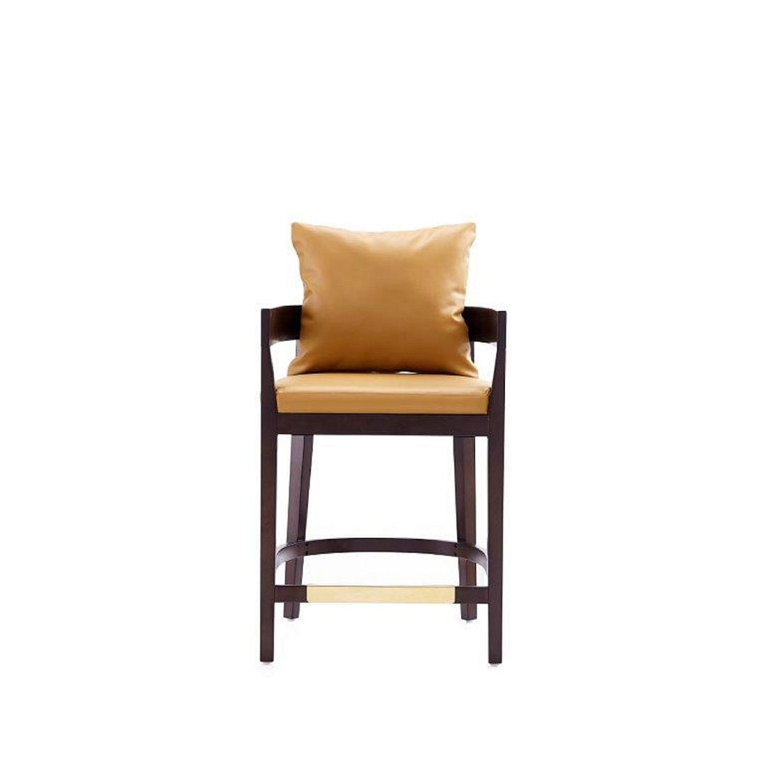 Ritz Camel Leatherette 34" Dark Walnut Beech Wood Counter Stool