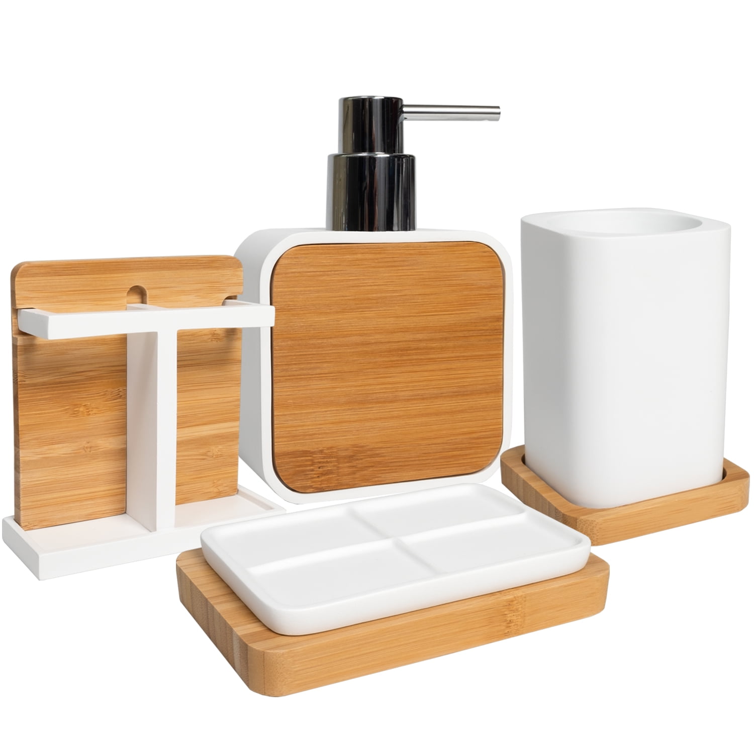 Dyiom Bathroom Accessories Set 4-Pieces Resin Gift Set Apartment  Necessities Wooden Design Square B0B7B99FZR - The Home Depot