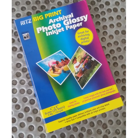 Ritz Big Print Archival Photo Glossy Inkjet Paper 4X6 25 Sheets - Nib New