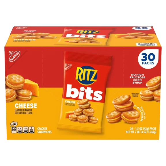 Ritz Bits Cheese Cracker Sandwiches, 30 Snack Packs, 1.5 oz Each