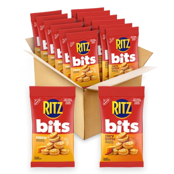Ritz Bits Cheese and Spicy Queso, Sandwich Crackers Variety Pack, 3 oz