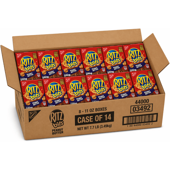 Ritz Bits Peanut Butter Sandwich Crackers, 11 oz Boxes (Pack of 14) – Bite Size Snack Crackers Bulk Case