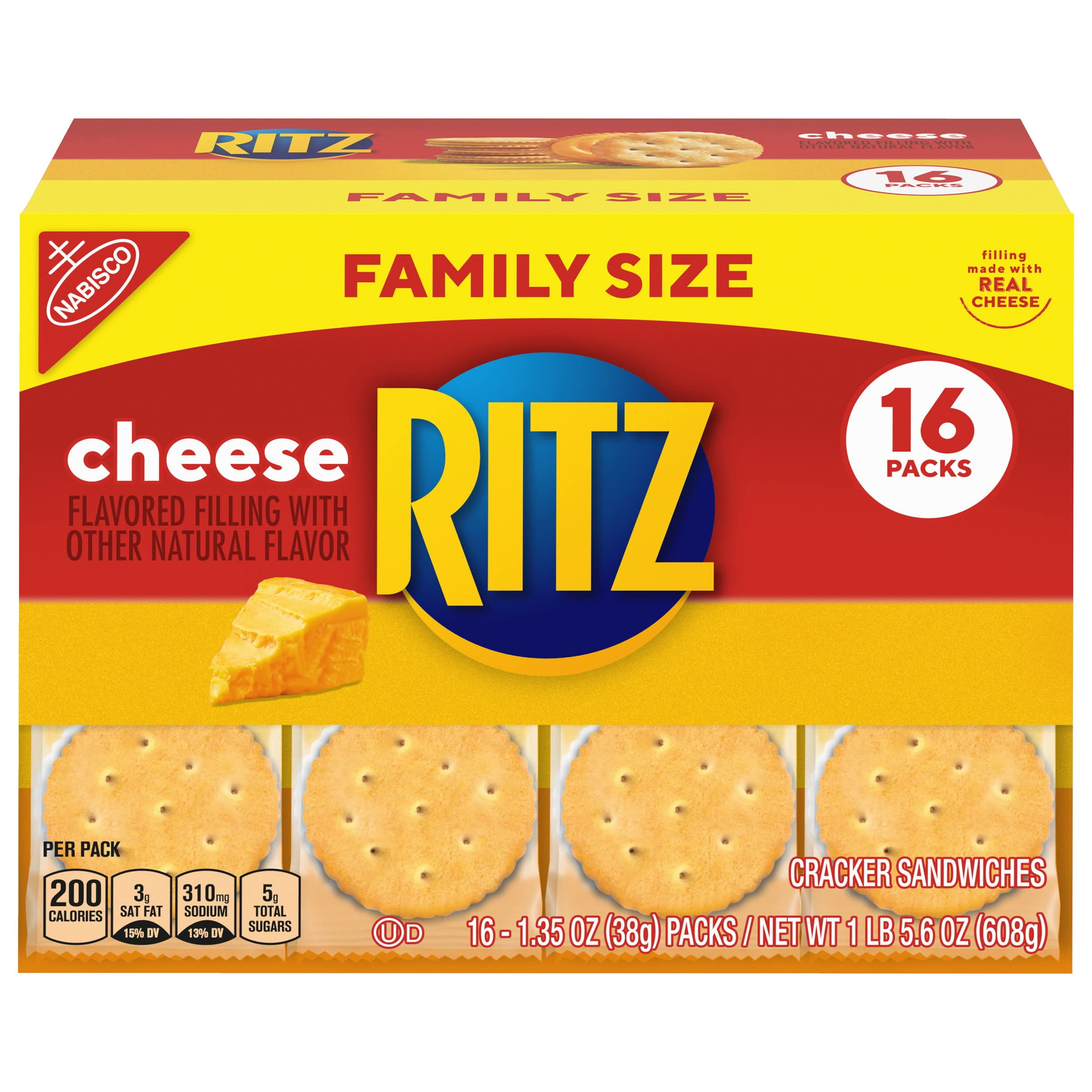 Ritz Cheese Sandwich Crackers, Family Size, 16 1.35 Oz Packs
