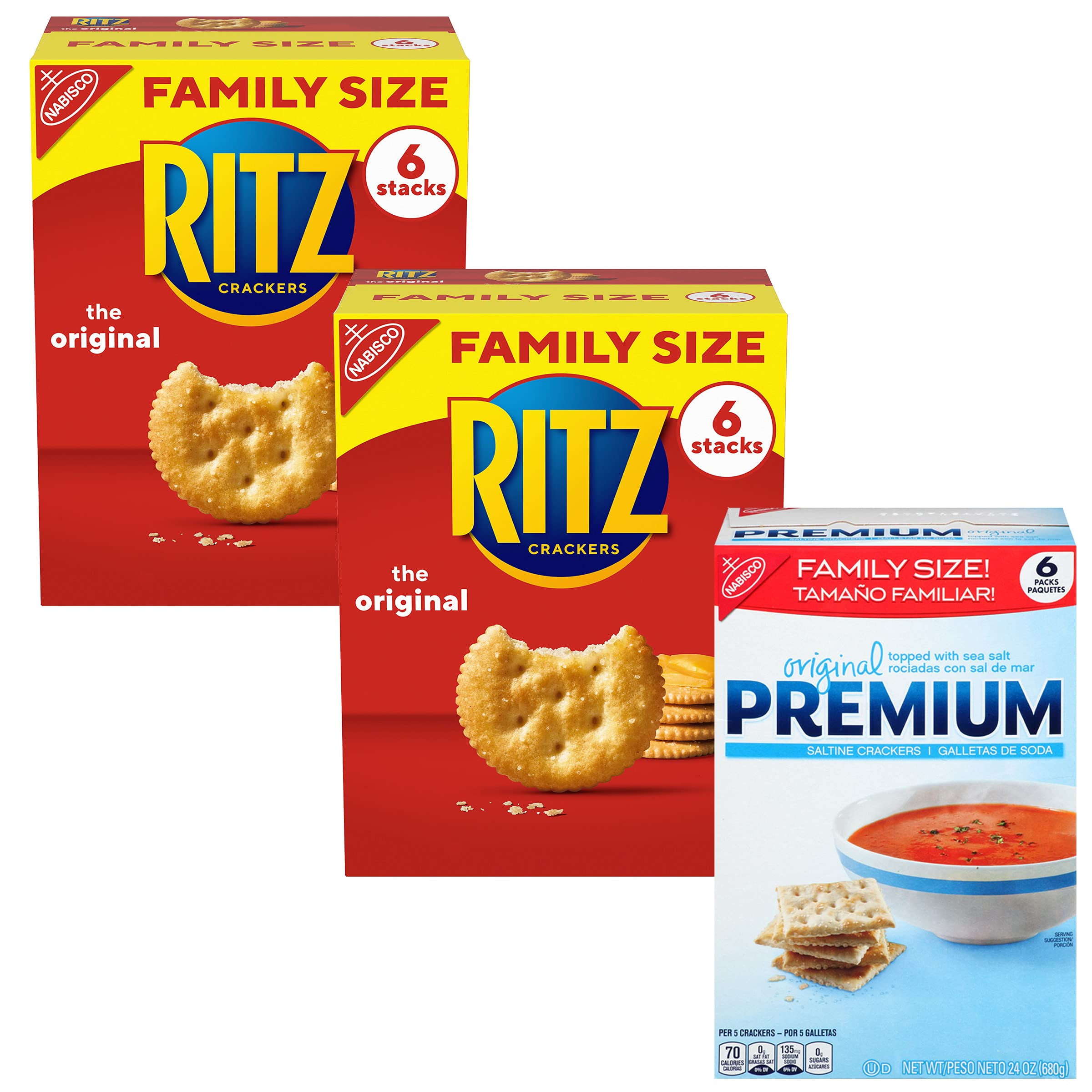 Ritz Crackers & Premium Saltine Crackers Variety Pack, Family Size, 3