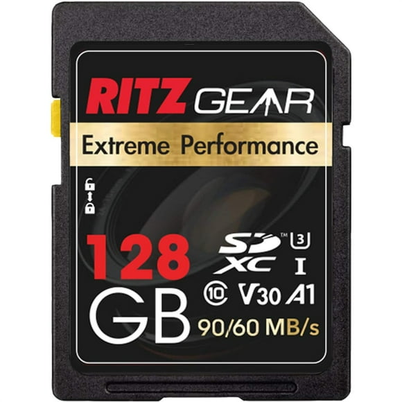 Ritz Gear 128GB High-Speed SDXC UHS-I SD Card, C10, U3, V30, Full-HD & 4K Memory Card