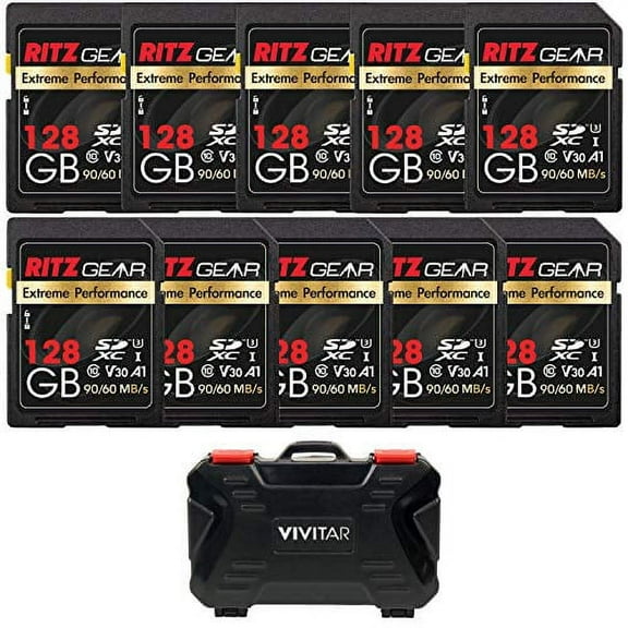 Ritz Gear 128GB SDXC UHS-I Class 10 Storage Card 90/60 MB/s for DSLR, 4K HD Video, Vloggers