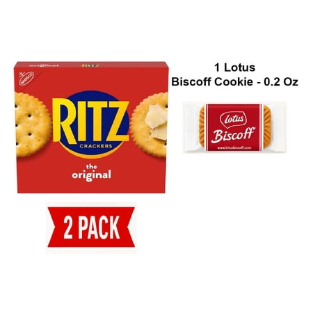 Ritz Original Crackers, Snacks For Kids And Adults, Lunch Snacks, 13.7 Oz - Pack Of 2 & Lotus Biscoff Cookie - 0.2 Oz - 1 ct