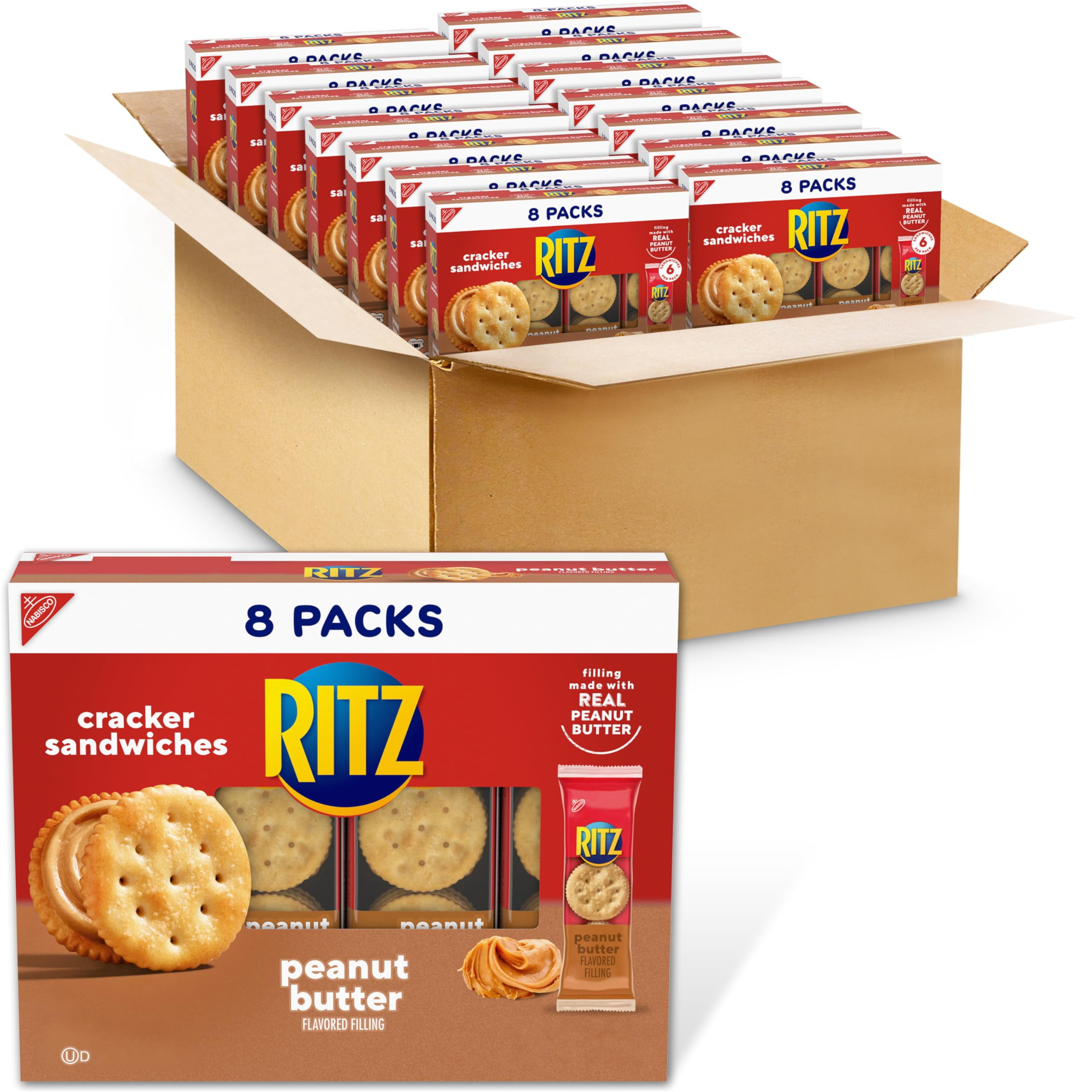 Ritz Peanut Butter Sandwich OIF8 Crackers, 112 Snack Packs (14 Boxes, 6