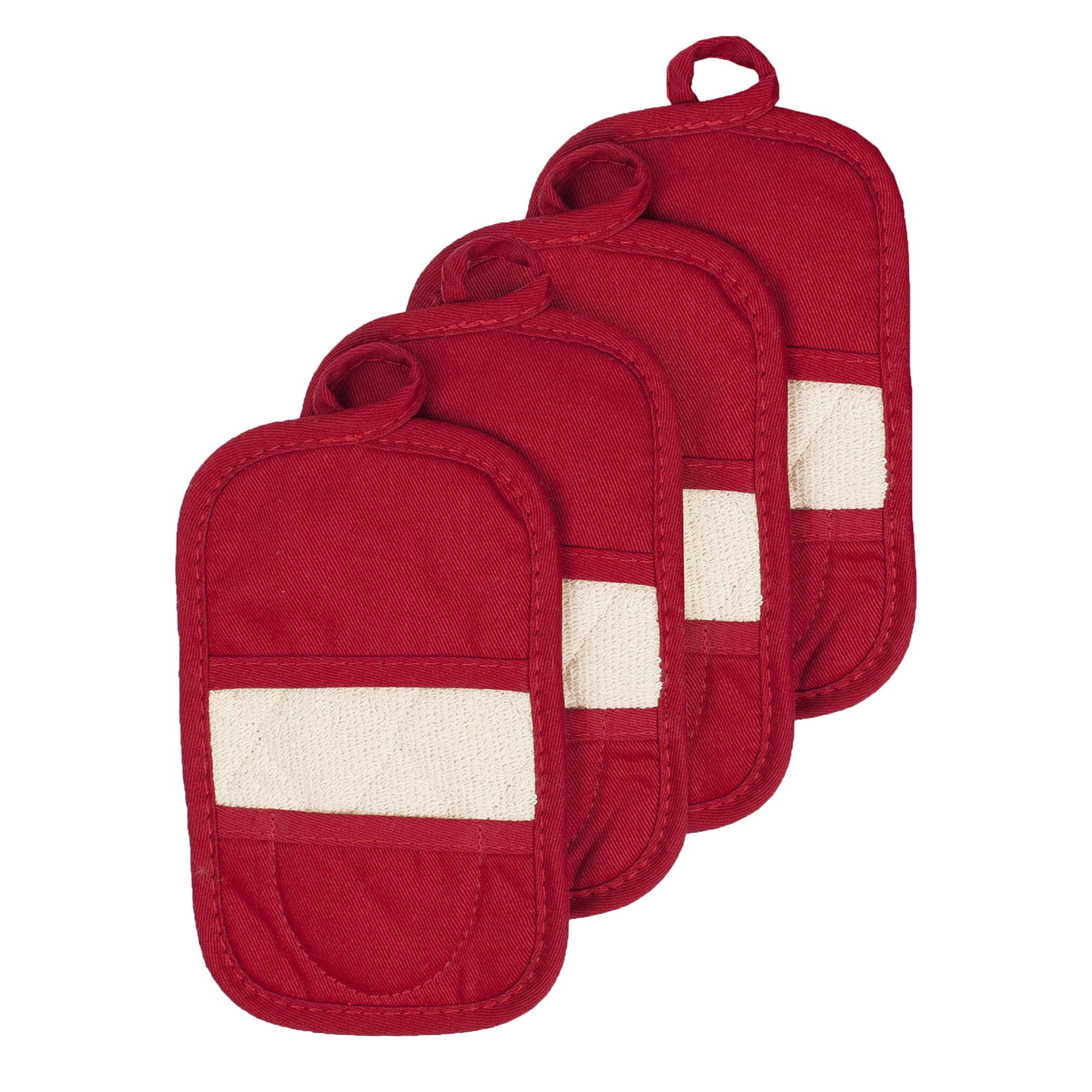 Paprika Red Cotton Canvas Pot Holder Set