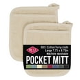 thumbnail image 1 of RITZ Terry Pocket Mitt Pot Holder, Set of Two, Latte, 1 of 6