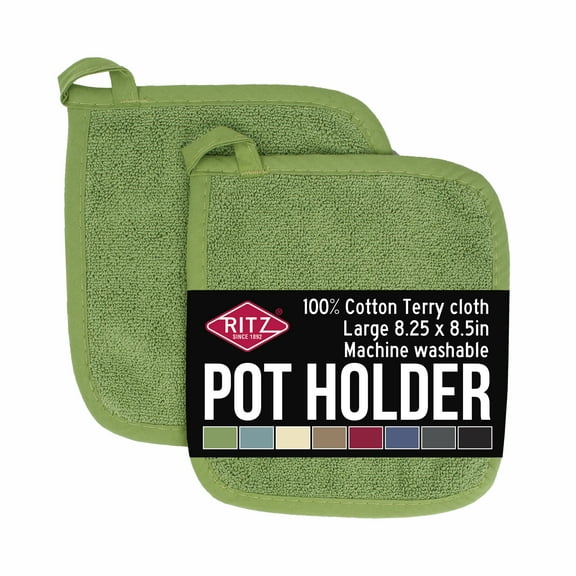 RITZ 2-Pack Terry Potholders & Hot Pads, Cactus – 100% Cotton, Heat Resistant, Durable & Machine Washable Kitchen Essentials