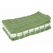 Ritz Terry Check Kitchen Towel Set, 82430A - Cactus Green - 100% Pure Cotton - 3 Pack - 15 in. x 25 in.
