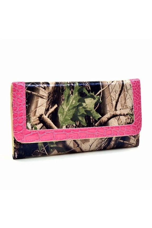 W100-PK-CAM 7.5 x 4.5 in. Women Camouflage Trifold Wallet, Pink & Cam
