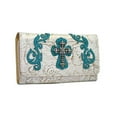 thumbnail image 1 of Ritz WC99-WT-TQ Western Rhinestone Bling Cross Trifold Wallet - White & Turquoise Trim, 1 of 1