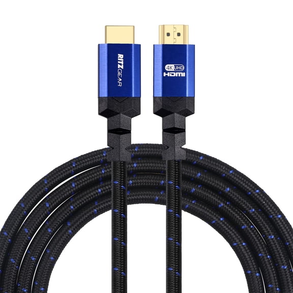 4K HDMI Cable 8 ft [5-Pack] - Blue - Braided Nylon Cord & 24K Gold Plated Connectors