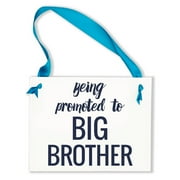 Ritzy Rose Being Promoted To Big Brother Sign Baby Announcement for Pregnancy Toddler Boy | Blue Ribbon & White Paper
