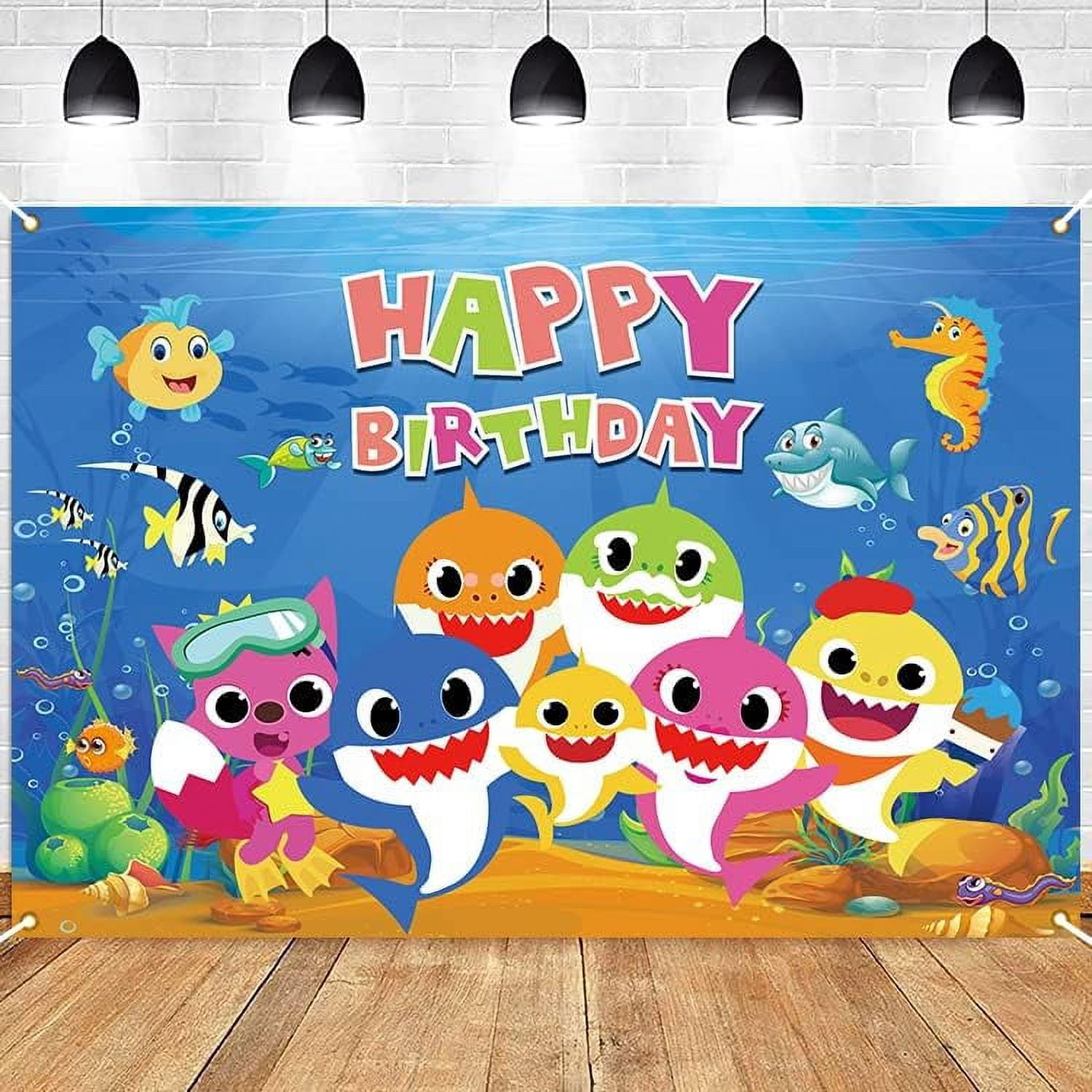 Ritzybiz 7x5ft Baby Blue Shark Whale Backdrop | Background for Baby Shower Birthday Party Decoration