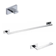 Riva WSBC 235890A CR Bathroom Accessory Set with 21" towel bar, toilet paper holder & bathroom hook
