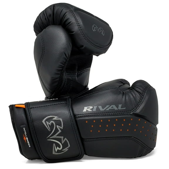 RIVAL Boxing RB10 Intelli-Shock Hook and Loop Bag Gloves - Medium - Black