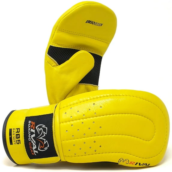 Rival Boxing RB5 Hook and Loop Bag Mitts - Medium - Yellow