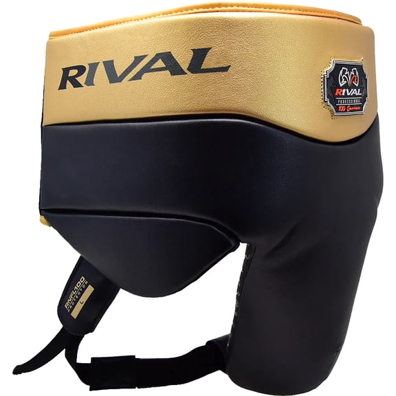 Rival Boxing RNFL100 Professional Groin Protector w/ Laces - Medium - Black/Gold