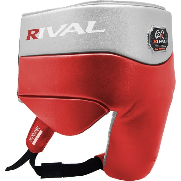 Rival Boxing RNFL100 Professional Groin Protector w/ Laces - Medium - Red/Silver