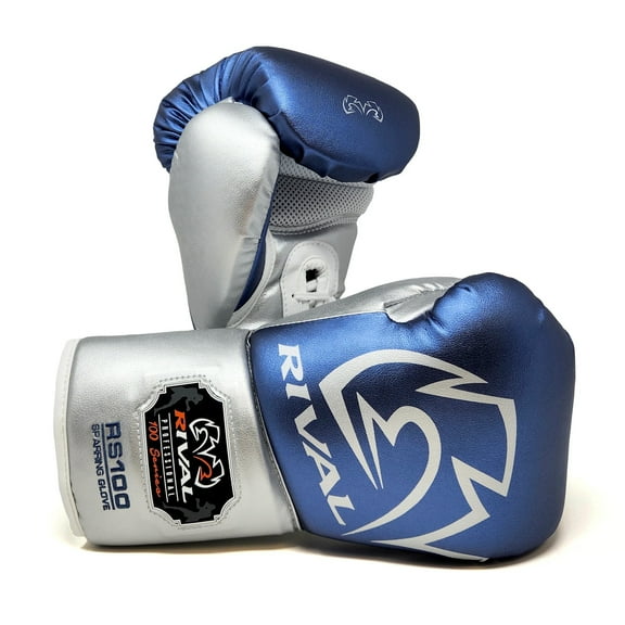 Rival Boxing RS100 Pro Sparring Boxing Gloves - 18 oz. - Blue/Silver