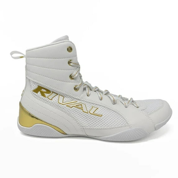 Rival Boxing RSX-Guerrero Mid-Top Deluxe Boxing Boots - 9 - White/Gold