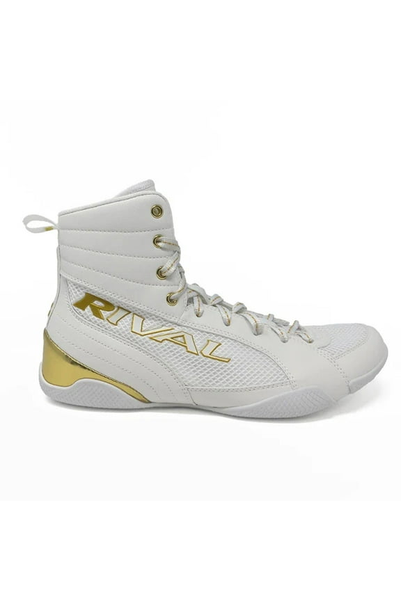 Boxing RSX-Guerrero Mid-Top Deluxe Boxing Boots - 9 - White/Gold