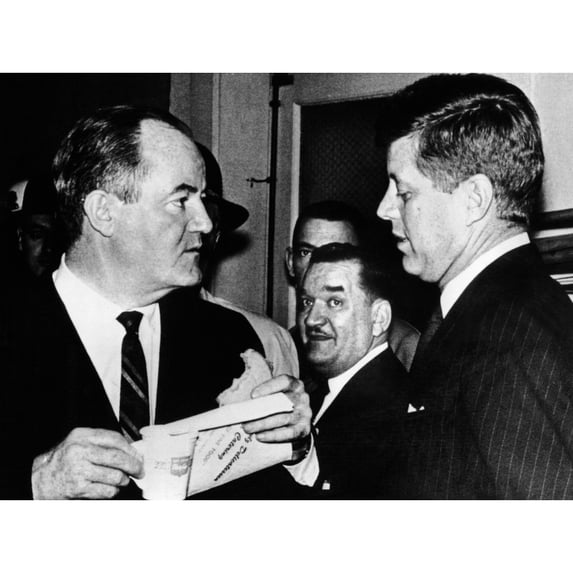 Rival Candidates Meet In A Milwaukee Tv Station. Senators John Kennedy And Hubert Humphrey Were Both Running For The