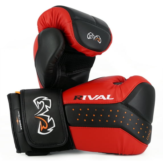 RIVAL Boxing RB10 Intelli-Shock Hook and Loop Bag Gloves - Large - Black/Red