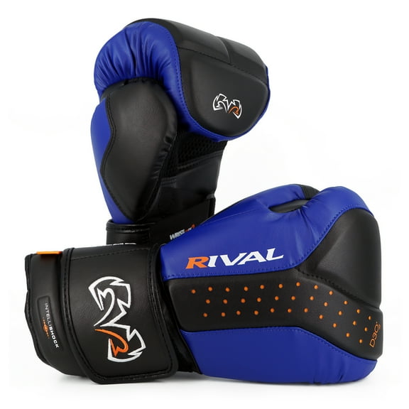 RIVAL Boxing RB10 Intelli-Shock Hook and Loop Bag Gloves - Medium - Black/Navy