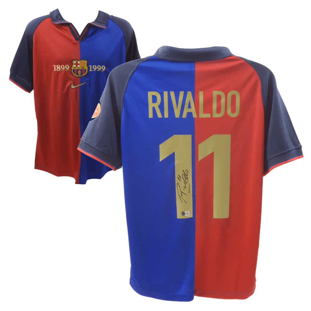 Rivaldo サイン入り Barcelona ユニフォーム ベケット鑑定済 Rivaldo-Signed-FC-Barcelona-