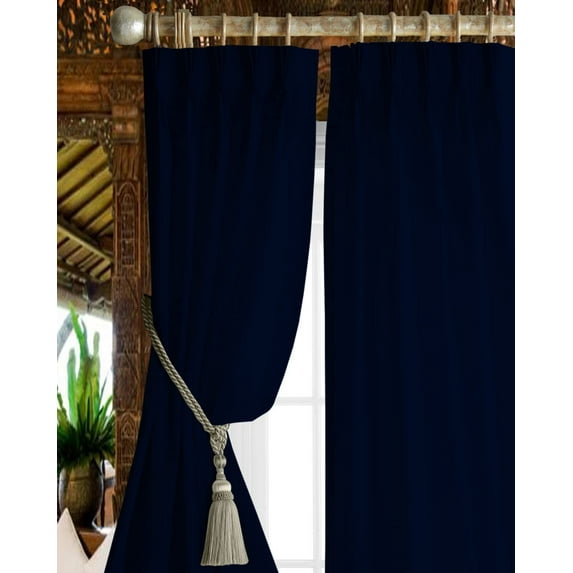 Rivana 100% Polyester Room Darkening Pinch Pleat Curtains Window Treatment for Bedroom, Living Room & Dining Room (Navy Blue, 42" W x 95" L, 1 Panel)