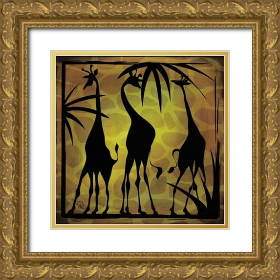 Rivas-Velazquez, Gena 15x15 Gold Ornate Wood Framed with Double Matting Museum Art Print Titled - Safari Silhouette III
