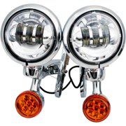 Rivco Products MV185 4.5in. LED Auxiliary Lights with Turn Signals - Chrome Brackets/Light Housings